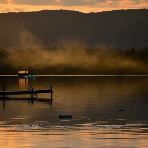 Honour Award Montreal Camera Club Esther Lang Misty Lake At Sunset  Entrelacs  Quebec