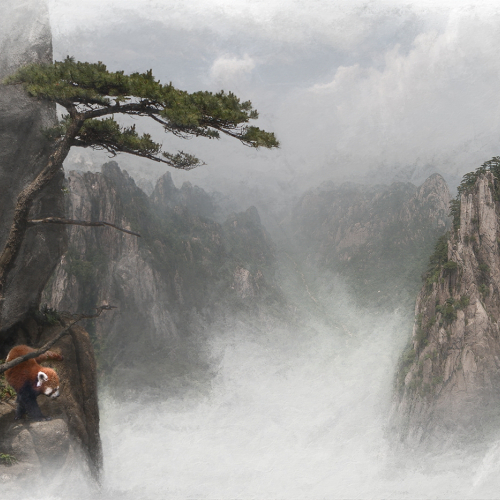Silver Medal London Camera Club Brent Chambers Huangshan Landscape With Red Panda